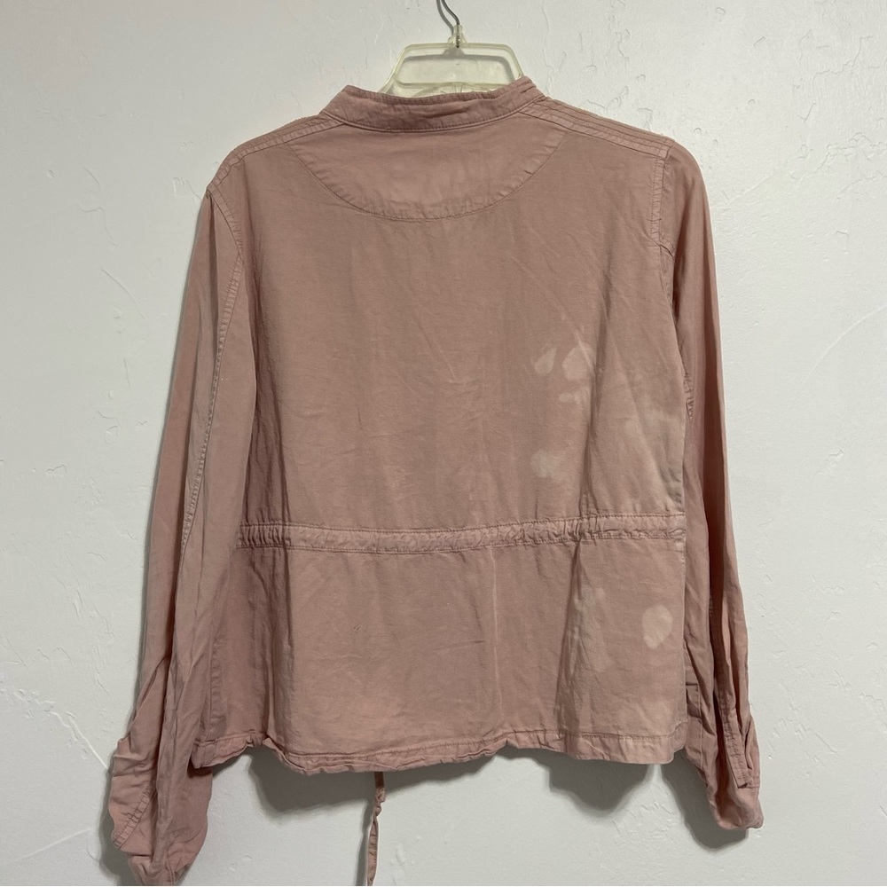 Sanctuary Blush Pink Blouse FLAW Women's Medium Button Front Drawstring Waist - Picture 9 of 10